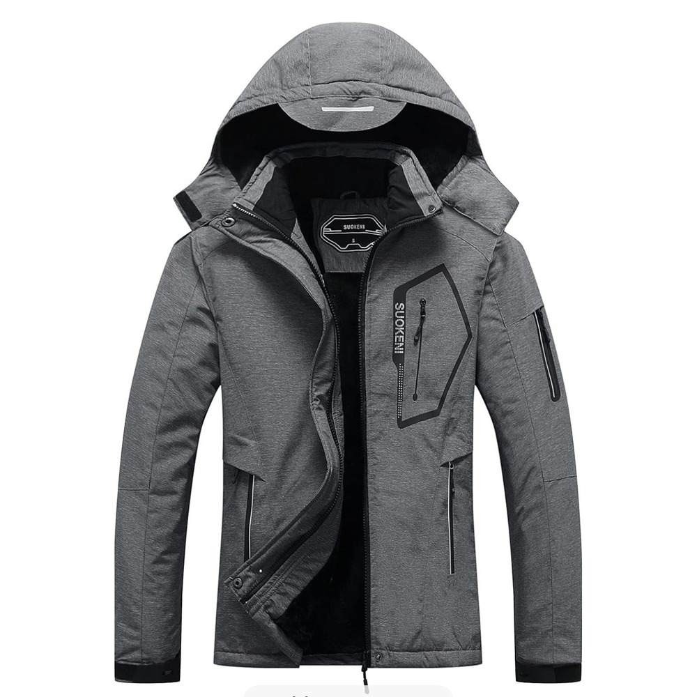 SUOKENI Women's Waterproof Warm Winter Snow Coat Hooded Raincoat Ski Medium